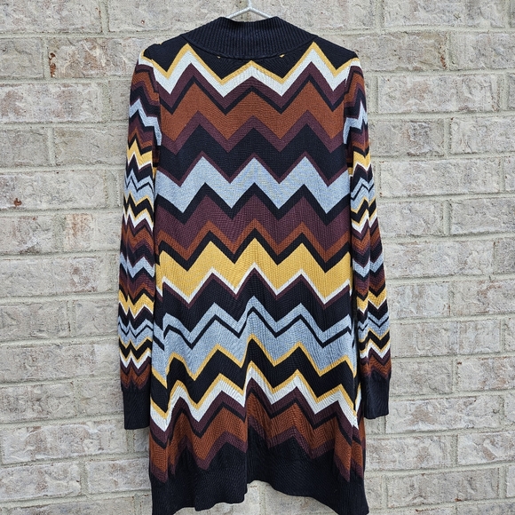 MISSONI for Target Multicolor Zigzag Knit Open Front Long Cardigan Sweater Mediu - Picture 5 of 10
